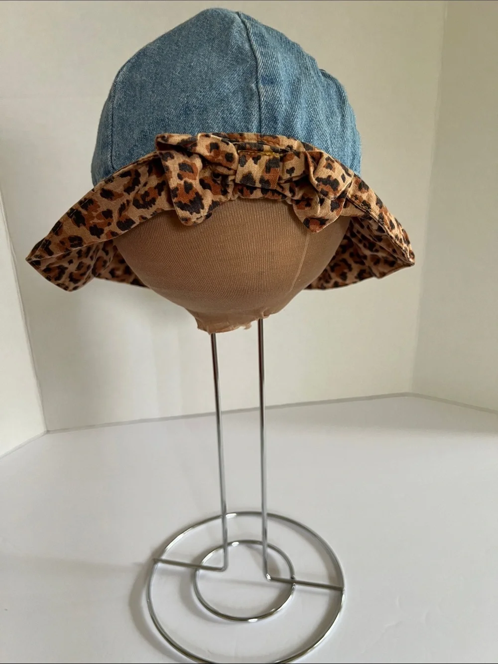 SF BLUES Denim Hat - Blue with Animal Print Trim​